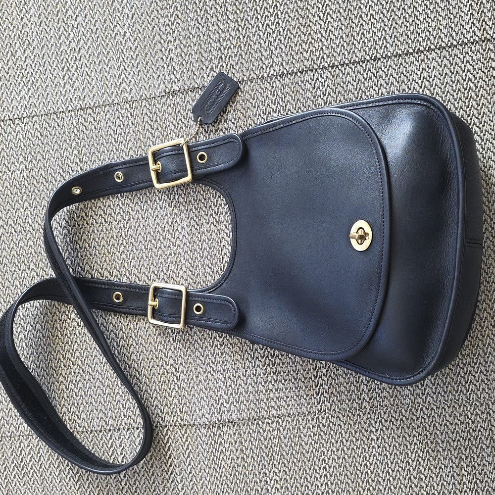 Vintage Coach Saddlebag Purse Glovetanned Leather USA 9988 Black